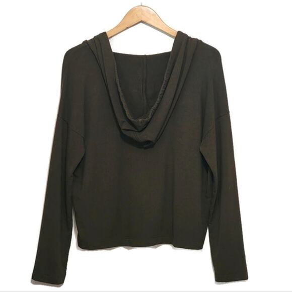 Banana Republic Army Green V Neck Terry Hoodie Pullover Sweatshirt Casual L - Picture 6 of 10